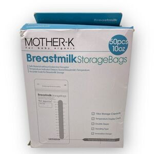 Mother-K Breast Milk Storage Bags 10 Oz 50 Pack Open Box New